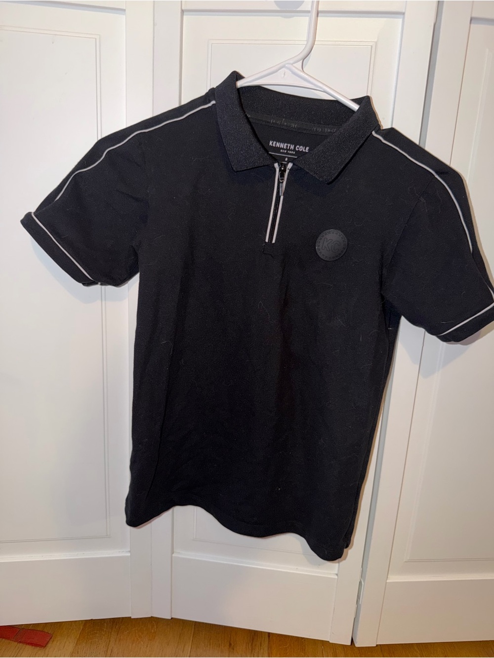 Kenneth Cole Black Short-Sleeve Polo with Zip Detail